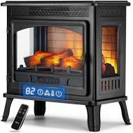 HEAO Electric Fireplace 3D Infrared Fireplace Stove 24 Freestanding Fireplace Heater for Indoor with Visible Control Panel and Remote, ETL Certified, Overheating Safety Protection,