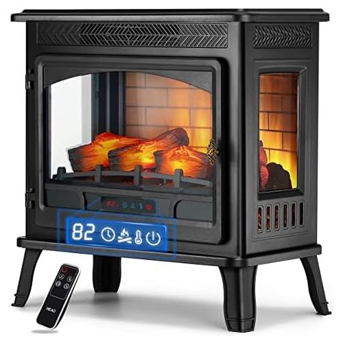  HEAO Electric Fireplace 3D Infrared Fireplace Stove 24 Freestanding Fireplace Heater for Indoor with Visible Control Panel and Remote, ETL Certified, Overheating Safety Protection,