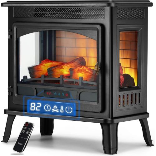  HEAO Electric Fireplace 3D Infrared Fireplace Stove 24 Freestanding Fireplace Heater for Indoor with Visible Control Panel and Remote, ETL Certified, Overheating Safety Protection,