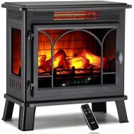 HEAO 24 Electric Fireplace 3D Infrared Fireplace Stove Freestanding Fireplace Heater for Indoor with Visible Control Panel and Remote, ETL Certified, Overheating Safety Protection,