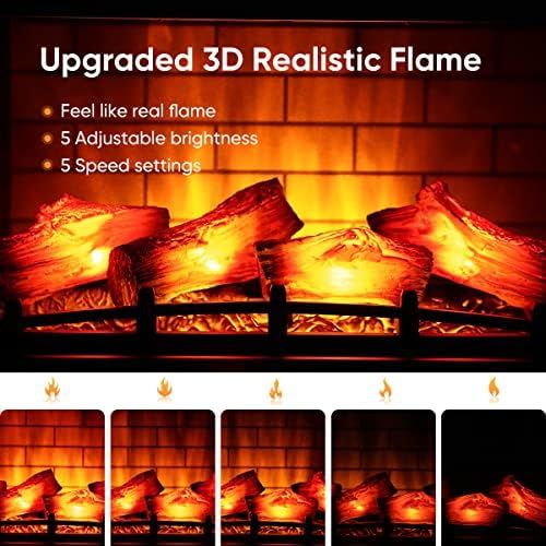  HEAO 24 Electric Fireplace 3D Infrared Fireplace Stove Freestanding Fireplace Heater for Indoor with Visible Control Panel and Remote, ETL Certified, Overheating Safety Protection,