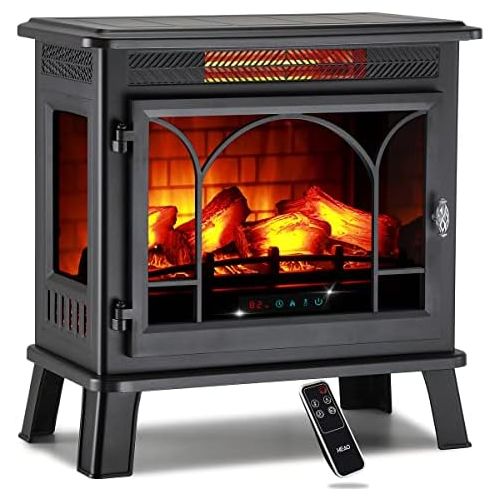  HEAO 24 Electric Fireplace 3D Infrared Fireplace Stove Freestanding Fireplace Heater for Indoor with Visible Control Panel and Remote, ETL Certified, Overheating Safety Protection,