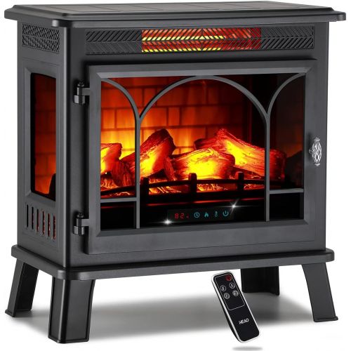  HEAO 24 Electric Fireplace 3D Infrared Fireplace Stove Freestanding Fireplace Heater for Indoor with Visible Control Panel and Remote, ETL Certified, Overheating Safety Protection,