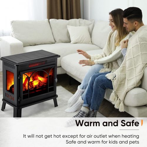  HEAO 24 Electric Fireplace 3D Infrared Fireplace Stove Freestanding Fireplace Heater for Indoor with Visible Control Panel and Remote, ETL Certified, Overheating Safety Protection,