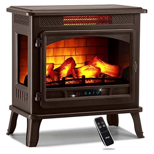  HEAO Electric Fireplace 3D Infrared Fireplace Stove 24 Freestanding Fireplace Heater for Indoor with Visible Control Panel and Remote, ETL Certified, Overheating Safety Protection,