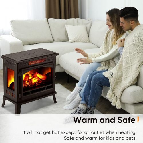  HEAO Electric Fireplace 3D Infrared Fireplace Stove 24 Freestanding Fireplace Heater for Indoor with Visible Control Panel and Remote, ETL Certified, Overheating Safety Protection,