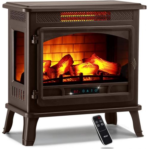  HEAO Electric Fireplace 3D Infrared Fireplace Stove 24 Freestanding Fireplace Heater for Indoor with Visible Control Panel and Remote, ETL Certified, Overheating Safety Protection,