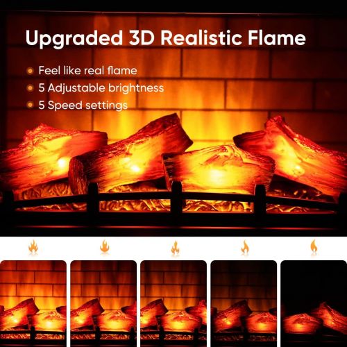  HEAO Electric Fireplace 3D Infrared Fireplace Stove 24 Freestanding Fireplace Heater for Indoor with Visible Control Panel and Remote, ETL Certified, Overheating Safety Protection,