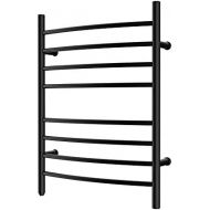 HEATGENE Towel Warmer 8 Bar Plug-in Curved Bath Towel Heater Towel Warmer for Bathroom Plug-in Drying Rack Matte Black