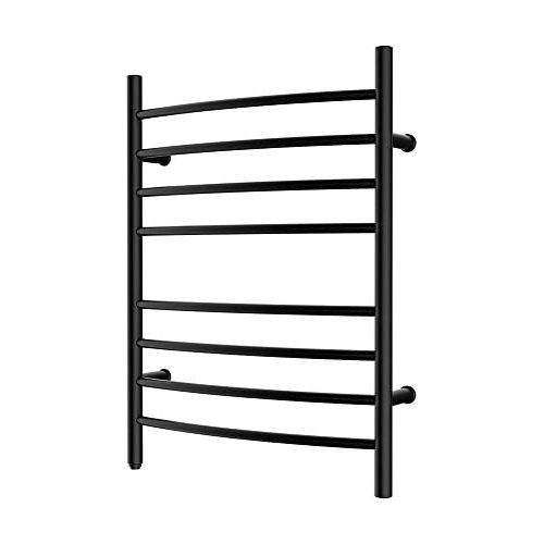  HEATGENE Towel Warmer 8 Bar Plug-in Curved Bath Towel Heater Towel Warmer for Bathroom Plug-in Drying Rack Matte Black