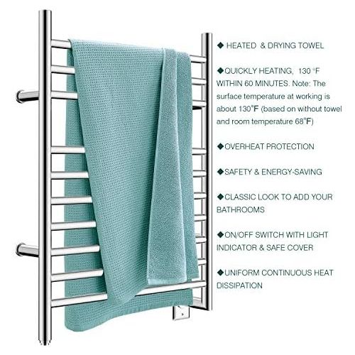  HEATGENE Hot Towel Warmer for Bath Hardwired Heated Drying Rack Straight Bars Mirror Polish