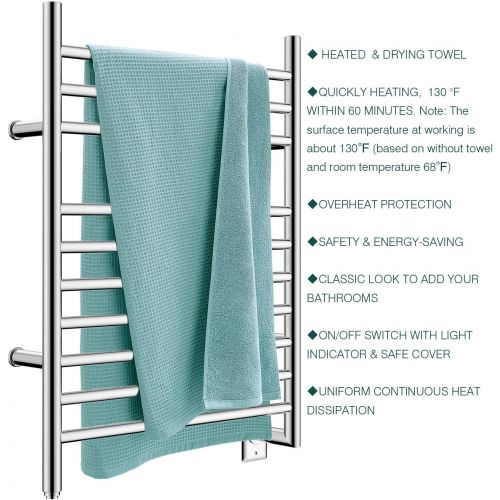  HEATGENE Hot Towel Warmer for Bath Hardwired Heated Drying Rack Straight Bars Mirror Polish