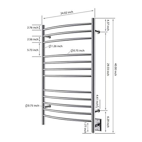  HEATGENE Towel Warmer Wall Mount Electric Plug-in/Hardwired Heated Towel Rack Brushed