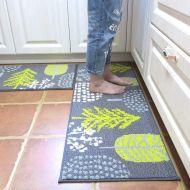 HEBE Kitchen Rugs 2 Piece Non-Slip Kitchen Mat and Rug Set Rubber Backing Doormat Runner Rug Set Machine Washable (18x28+18x48)