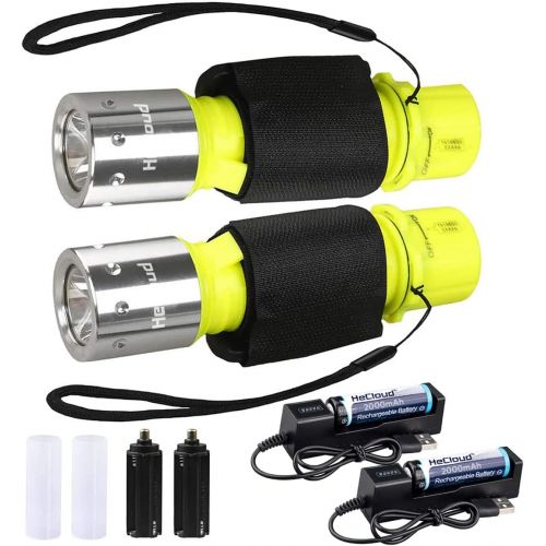  HECLOUD Scuba Diving Flashlight Set for Beginner & Professional Diver Snorkeling Diving Flashlight,IPX8 Waterproof Bright LED Torch Dive Light