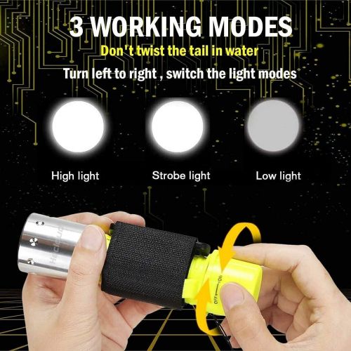  HECLOUD Scuba Diving Flashlight Set for Beginner & Professional Diver Snorkeling Diving Flashlight,IPX8 Waterproof Bright LED Torch Dive Light