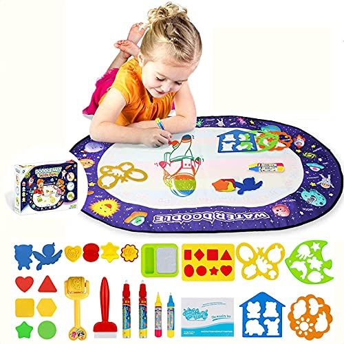  [아마존베스트]HEEKU Aqua Magic Doodle Mat - 47x35 in, Xmas Gifts for Toddler Girls & Boys, Kids Large Painting Writing Water Doodle Board, Educational Toys for Age 2+