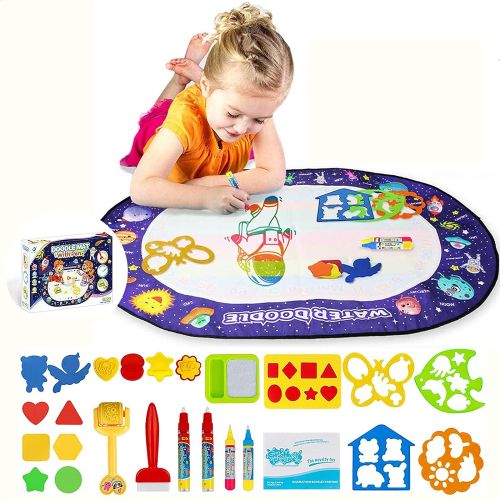  [아마존베스트]HEEKU Aqua Magic Doodle Mat - 47x35 in, Xmas Gifts for Toddler Girls & Boys, Kids Large Painting Writing Water Doodle Board, Educational Toys for Age 2+