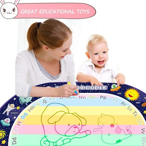  [아마존베스트]HEEKU Aqua Magic Doodle Mat - 47x35 in, Xmas Gifts for Toddler Girls & Boys, Kids Large Painting Writing Water Doodle Board, Educational Toys for Age 2+