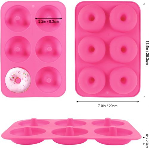  [아마존베스트]HEHALI Silicone Donut Pan, 2pcs Non-Stick Mold, Silicone Donut Mold for 6 Full-Size Donuts, Bagels and More