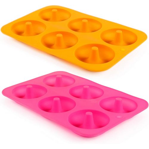  [아마존베스트]HEHALI Silicone Donut Pan, 2pcs Non-Stick Mold, Silicone Donut Mold for 6 Full-Size Donuts, Bagels and More