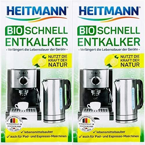 Organic Decalcifier Organic Descaler Descaling Solution for Coffee & Espresso Machines 10 x 25 g Bags Heitmann Germany
