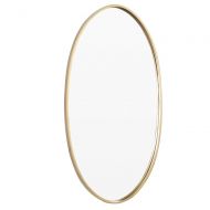 HELIn Wall-Mounted Vanity Mirrors HELIn Brushed Metal Wall Mirror | Oval Gold Framed Rounded Deep Set Design | Mirrored Hangs Horizontal or Vertical (19.6 x 35.4)