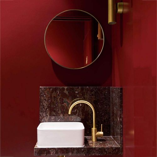  HELIn Wall-Mounted Vanity Mirrors HELIn Contemporary Metal Gold Wall Mirror | Glass Panel Gold Framed Rounded (Size : 50cm)