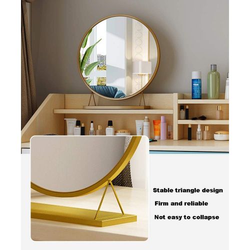  HELIn Wall-Mounted Vanity Mirrors HELIn Nordic Vanity Mirror Household Simple Modern Makeup Mirror Desktop Large Mirror Dormitory Desktop Light Luxury Dressing Table Mirror (Size : 40cm44cm)
