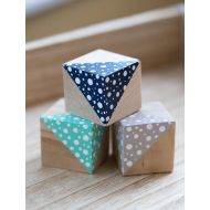 HELLOxSUGAR Navy Blue Mint Polka Dot Theme / Wooden Blocks / Nursery Decor / Painted Blocks / Playing Blocks / Ready to Ship