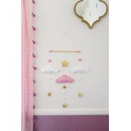 HELLOxSUGAR Cloud Nursery Mobile / Felt Mobile / Nursery Decor / Baby Girl Nursery / Pink and Gold Wall Decor