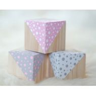 HELLOxSUGAR Pink Grey Polka Dot Theme / Wooden Blocks / Nursery Decor / Painted Blocks / Playing Blocks / Ready to Ship
