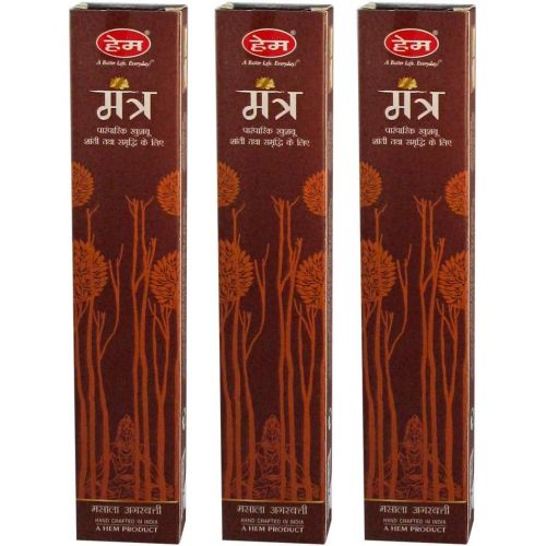  인센스스틱 HEM Mantra Incense Agarbatti Pack of 3 Incense Sticks Boxes, 15gms Each, Hand Rolled in India Fresh, Pure and Long Lasting Fragrance for Relaxation, Anxiety and Stress Relief, Calm
