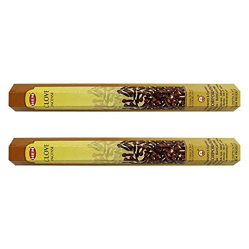  인센스스틱 HEM Clove Incense Sticks Agarbatti Masala - Pack of 2 Tubes, 20 Sticks Each Box, Total 40 Sticks - Quality Incense Hand Rolled in India for Healing Meditation Yoga Relaxation Praye