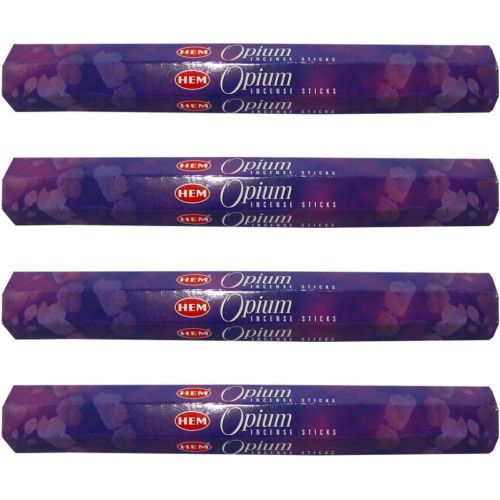  인센스스틱 HEM Opium Incense Sticks Agarbatti Masala - Pack of 4 Tubes, 20 Sticks Each Box, Total 80 Sticks - Quality Incense Hand Rolled in India for Healing Meditation Yoga Relaxation Praye