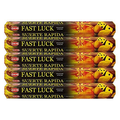  인센스스틱 HEM Fast Luck Incense Sticks Agarbatti Masala - Pack of 5 Tubes, 20 Sticks Each Box, Total 100 Sticks - Quality Incense Hand Rolled in India for Healing Meditation Yoga Relaxation