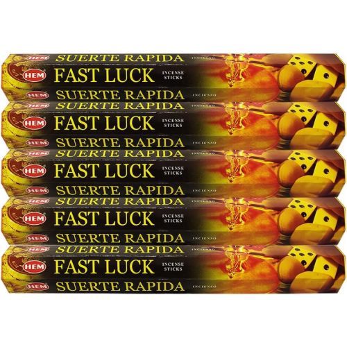  인센스스틱 HEM Fast Luck Incense Sticks Agarbatti Masala - Pack of 5 Tubes, 20 Sticks Each Box, Total 100 Sticks - Quality Incense Hand Rolled in India for Healing Meditation Yoga Relaxation