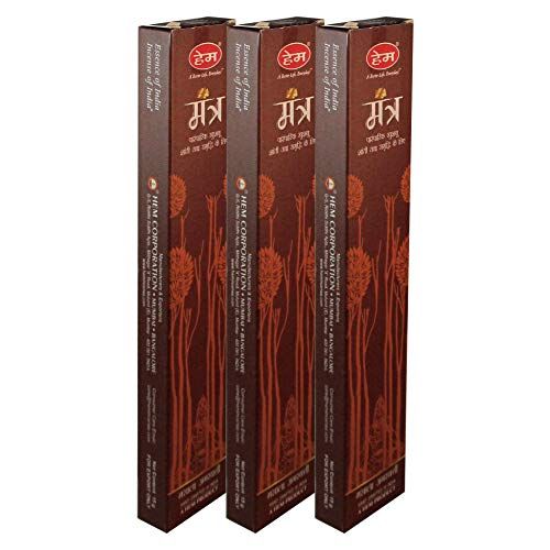  인센스스틱 Hem Mantra Incense Agarbatti Pack of 3 Incense Sticks Boxes, 15gms Each, Traditionally Handrolled in India Best Aeromatic Natural Fragrance for Prayers Meditation Relaxation Peace