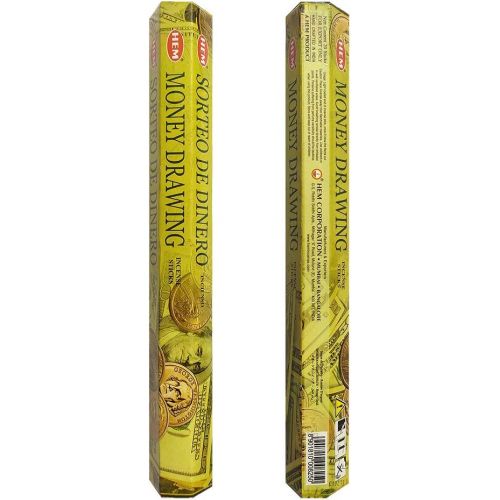  인센스스틱 HEM Money Drawing Incense Sticks Agarbatti Masala - Pack of 20 Sticks Tube, Traditionally Handrolled Quality Indian Incense for Healing Meditation Yoga Relaxation Prayer Peace