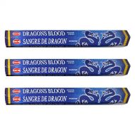 인센스스틱 HEM Dragon Blood Blue Incense Sticks Agarbatti Masala - Pack of 3 Tubes, 20 Sticks Each Box, Total 60 Sticks - Quality Incense Hand Rolled in India for Healing Meditation Yoga Rela
