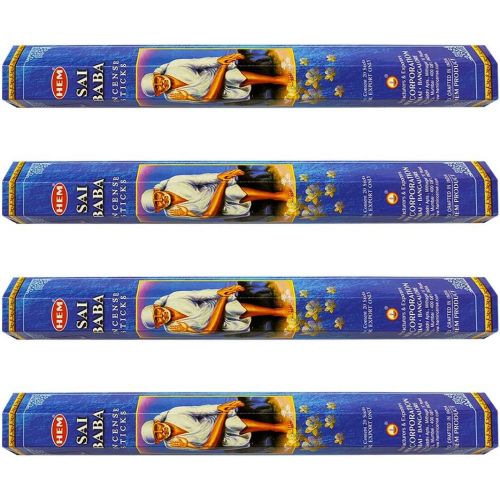  인센스스틱 HEM Sai Baba Incense Sticks Agarbatti Masala - Pack of 4 Tubes, 20 Sticks Each Box, Total 80 Sticks - Quality Incense Hand Rolled in India for Healing Meditation Yoga Relaxation Pr