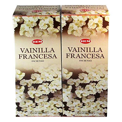  인센스스틱 Hem French Vanilla Agarbatti Pack of 12 Incense Sticks Boxes, 20gms Each, Traditionally Handrolled in India Best Aeromatic Natural Fragrance Perfect for Prayers, Meditation, Relaxa