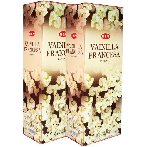  인센스스틱 Hem French Vanilla Agarbatti Pack of 12 Incense Sticks Boxes, 20gms Each, Traditionally Handrolled in India Best Aeromatic Natural Fragrance Perfect for Prayers, Meditation, Relaxa