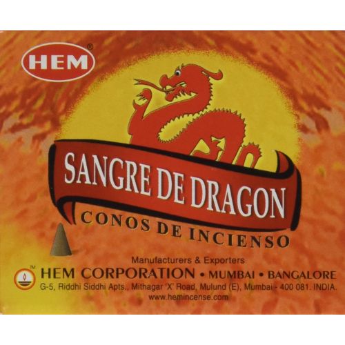  인센스스틱 Dragons Blood - Case of 12 Boxes, 10 Cones Each - HEM Incense From India