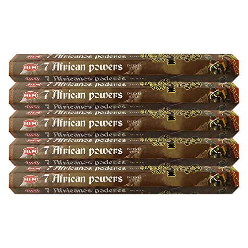  인센스스틱 HEM 7 African Powers Incense Sticks Agarbatti Masala - Pack of 5 Tubes, 20 Sticks Each Box, Total 100 Sticks - Quality Incense Hand Rolled in India for Healing Meditation Yoga Rela