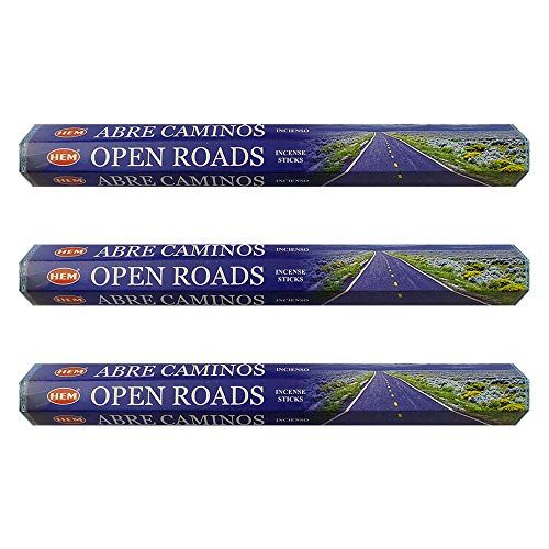  인센스스틱 HEM Open Roads Incense Sticks Agarbatti Masala - Pack of 3 Tubes, 20 Sticks Each Box, Total 60 Sticks - Quality Incense Hand Rolled in India for Healing Meditation Yoga Relaxation