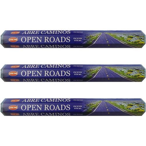  인센스스틱 HEM Open Roads Incense Sticks Agarbatti Masala - Pack of 3 Tubes, 20 Sticks Each Box, Total 60 Sticks - Quality Incense Hand Rolled in India for Healing Meditation Yoga Relaxation