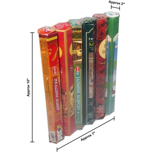  인센스스틱 HEM Fine Quality Incense Sticks - Coconut, Red Rose, Precious Musk, Egyptian Jasmine, The Sun, Dragons Blood for Relaxation Positivity Healing Meditation - Pack of 6 Variety Boxes,