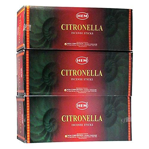  인센스스틱 Hem Citronella Agarbatti Pack of 18 Incense Sticks Boxes, 20gms Each, Traditionally Handrolled in India Aeromatic Natural Fragrance Perfect for Prayers, Yoga, Peace, Positivity Hea