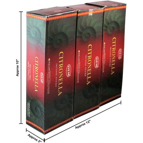  인센스스틱 Hem Citronella Agarbatti Pack of 18 Incense Sticks Boxes, 20gms Each, Traditionally Handrolled in India Aeromatic Natural Fragrance Perfect for Prayers, Yoga, Peace, Positivity Hea